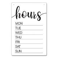 Dry Erase Business Hours Spa Style Sign, White 8 x 12 Surface (098644)