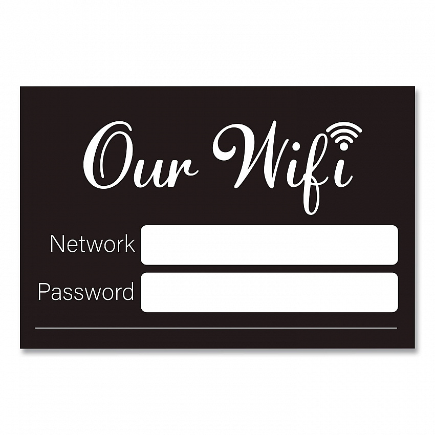 Wi-Fi Password Indoor Sign, 6 x 4, Black/White (098646)