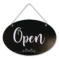 Open/Close Spa Style Indoor Sign, 12 x 8, Black/White (098642)