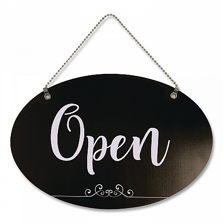 Open/Close Spa Style Indoor Sign, 12 x 8, Black/White (098642)