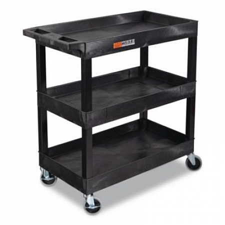 Tuffy XL Three-Shelf Utility Cart with Tub Shelves, Plastic, 300 lb Capacity, 35