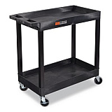 TUFFY XL Two-Shelf Heavy-Duty Multipurpose Utility Cart, Plastic, 200 lb Capacity, 35 x 18 x 34.25, Black (EC11B)