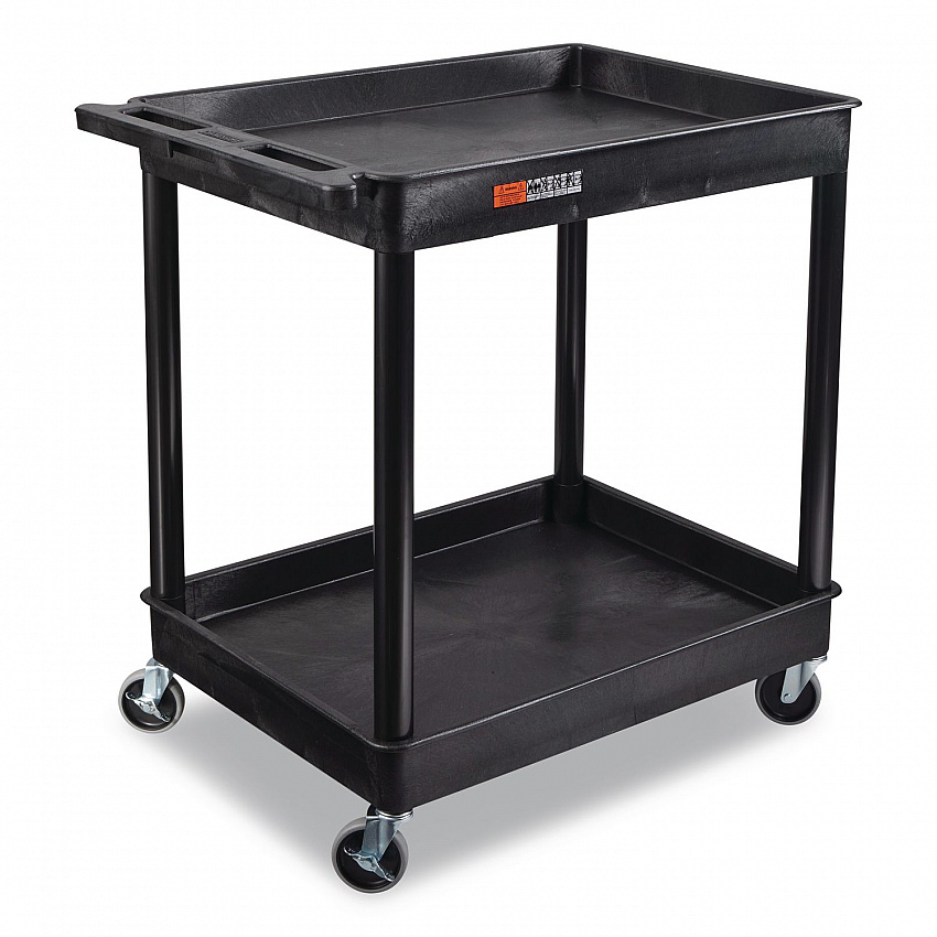 ENDURA Two-Shelf Utility Cart, Plastic, 400 lb Capacity, 32 x 24 x 37.5. Black (TC11)