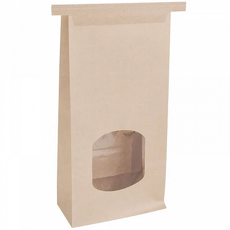 Stand-Up Window Bakery Bag, 4.75 x 2.5 x 9.5, Natural, 500/Carton (300249)