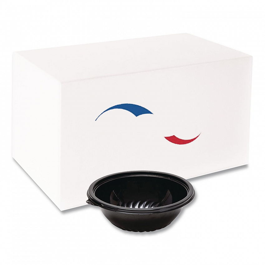 Pack n' Serve Serving Bowl, 48 oz, 9" Diameter, Black, Plastic, 50/Carton (APB48BL)