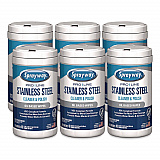 Stainless Steel Wipes, 1-Ply, 9.5 x 12, Unscented, White, 40 Wipes/Canister, 6 Canisters/Carton (1000058609)