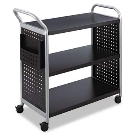 Safco Scoot Three-Shelf Utility Cart, 31w x 18d x 38h, Black/Silver (5339BL)