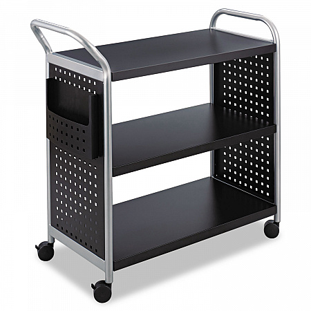 Scoot Three Shelf Utility Cart, Metal, 3 Shelves, 1 Bin, 300 lb Capacity, 31