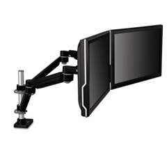 3M Easy-Adjust Desk Mount 2-Arm for 27" Monitors, 360 deg Rotation, +55/-90 deg Tilt, 180 deg Pan, Black/Gray, Supports 20 lb (MA260MB)