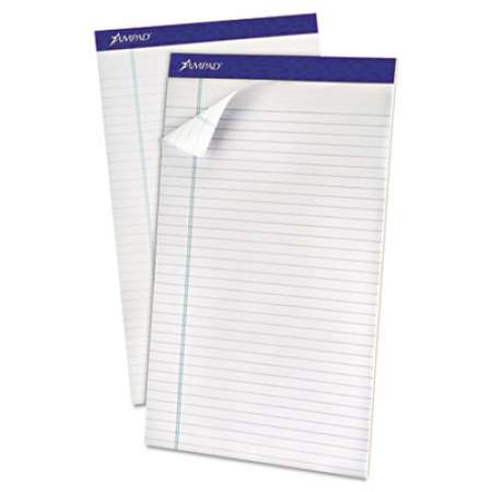 Ampad Recycled Writing Pads, Wide/Legal Rule, 8.5 x 14, White, 50 Sheets, Dozen (20180)
