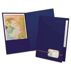 Oxford Monogram Series Business Portfolio, Cover Stock, 0.5" Capacity, 11 x 8.5, Blue with Embossed Gold Foil Accents, 4/Pack (04162)