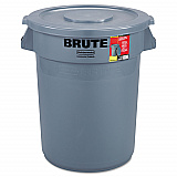 Brute Container with Lid, 32 gal, Plastic, Gray (863292GRA)