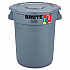 Brute Container with Lid, 32 gal, Plastic, Gray (863292GRA)