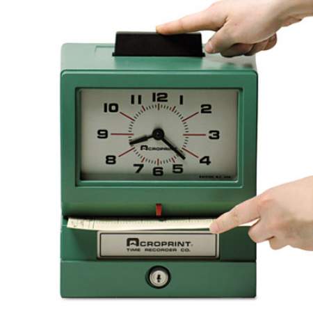 Acroprint Model 125 Heavy-Duty Time Recorder, Manual Operation, Date/1-12 Hours/Minutes, Green (011070400)