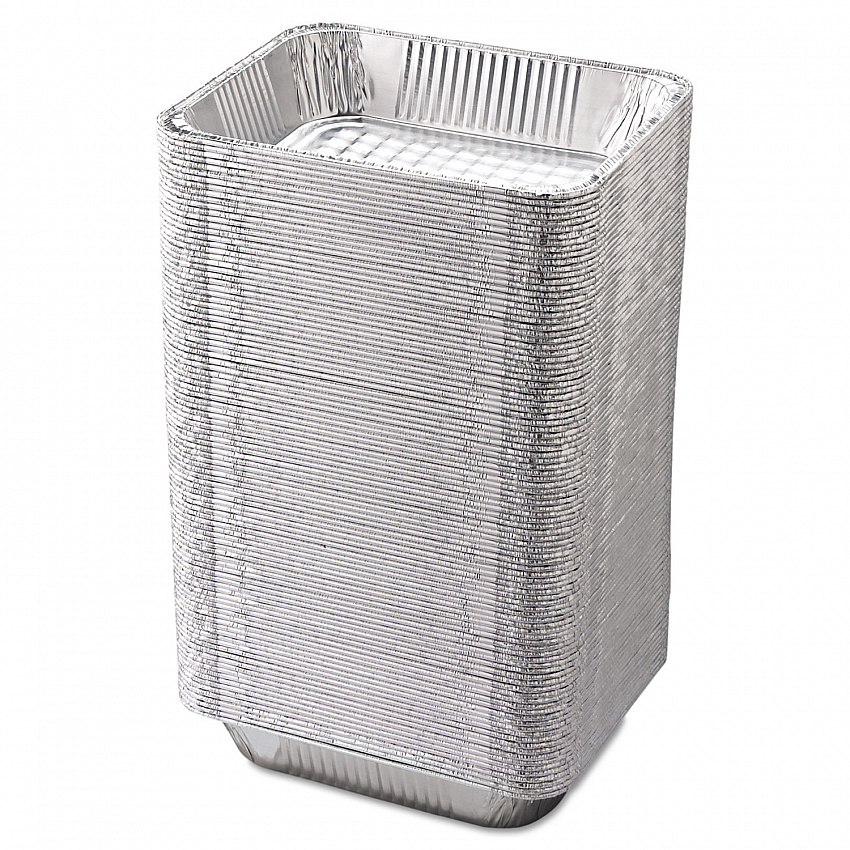 Aluminum Steam Table Pans, Half-Size Deep, 10.38" x 2.56" x 12.75", 100/Carton (32135)