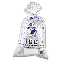 Ice Bags with Twist-Ties, Ice: Penguin Icon Labeling, 8 lb Capacity, 11" x 20", Clear, 1,000/Carton (IC1120)