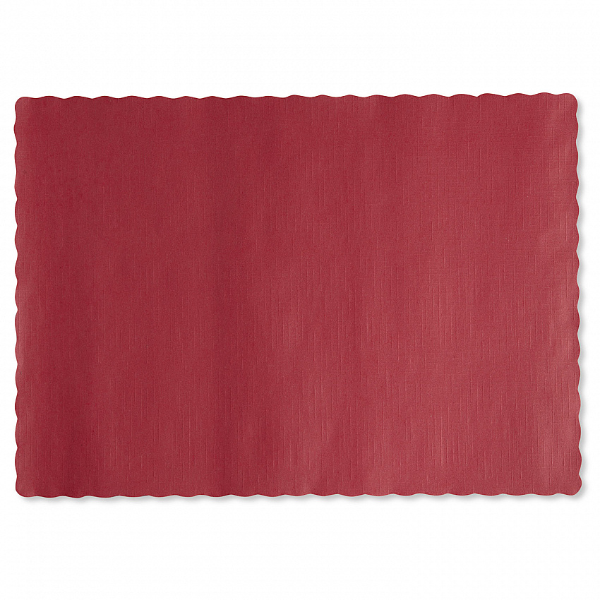 Placemats, Smooth Surface, Scalloped Edges, 13.5" x 9.5", Red, 1,000/Carton (310521)