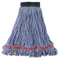 Rubbermaid Commercial Web Foot Wet Mop Head, Shrinkless, Cotton/Synthetic, Blue, Medium, 6/Carton (A252BLU)