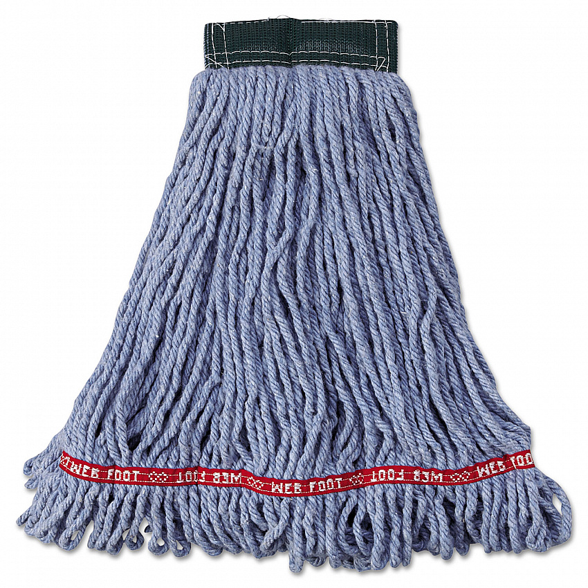 Web Foot Wet Mop Head, Shrinkless, Cotton/Synthetic, Medium, Blue, 6/Carton (A252BLU)
