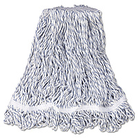 Web Foot Premium Finish Mop Head, White, Med, Cotton/Synthetic, 1". White Headband, 6/Carton (A412)