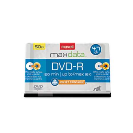 Maxell DVD-R Recordable Disc, Printable, 4.7 GB, 16x, Spindle, White, 50/Pack (638022)