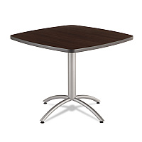 CafeWorks Cafe-Height Table, Square, 36" x 36" x 30", Walnut/Silver (65614)