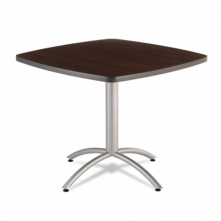CafeWorks Cafe-Height Table, Square, 36" x 36" x 30", Walnut/Silver (65614)