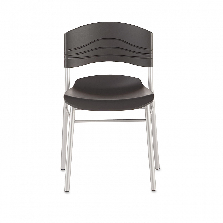 CafeWorks Chair, Supports Up to 225 lb, 18" Seat Height, Graphite Seat/Back, Silver Base, 2/Carton (64517)