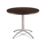 Iceberg CafeWorks Table, Cafe-Height, Round Top, 36" dia x 30"h, Walnut/Silver (65624)