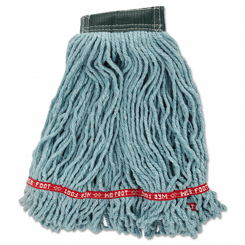 Web Foot Wet Mop Head, Shrinkless, Cotton/Synthetic, Medium, Green, 6/Carton (A252GRE)