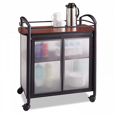 Impromptu Refreshment Cart/Machine Stand, Engineered Wood, 3 Shelf, 34 x 21.25 x 36.5, Cherry/Black (8966BL)