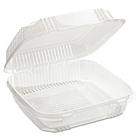 ClearView SmartLock Hinged Lid Container, 49 oz, 8.2 x 8.3 x 2.9, Clear, Plastic, 200/Carton (YCI81120)