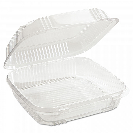 ClearView SmartLock Hinged Lid Container, 49 oz, 8.2 x 8.3 x 2.9, Clear, Plastic, 200/Carton (YCI81120)