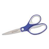 Westcott KleenEarth Soft Handle Scissors, Pointed Tip, 7" Long, 2.25" Cut Length, Blue/Gray Straight Handle (15553)
