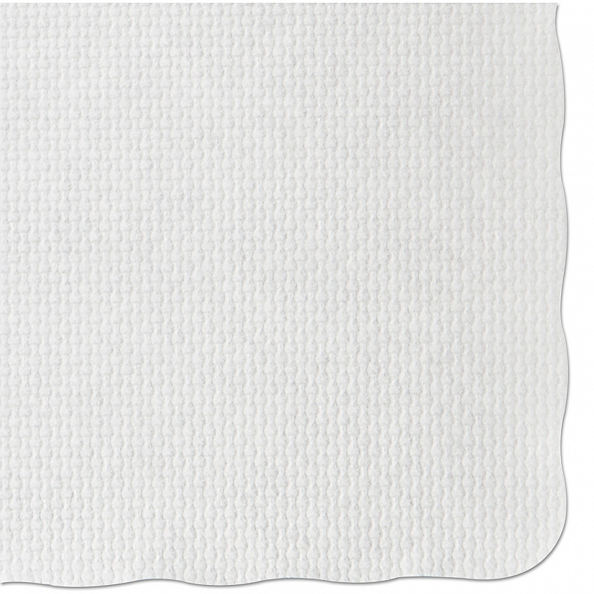 Placemats, Knurl Embossed Surface, Scalloped Edges, 13.5" x 9.5", White, 1,000/Carton (PM32052)
