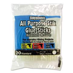 Surebonder Hot Melt Glue Sticks, 0.43" x 4", Dries Clear, 20/Pack (DT20)