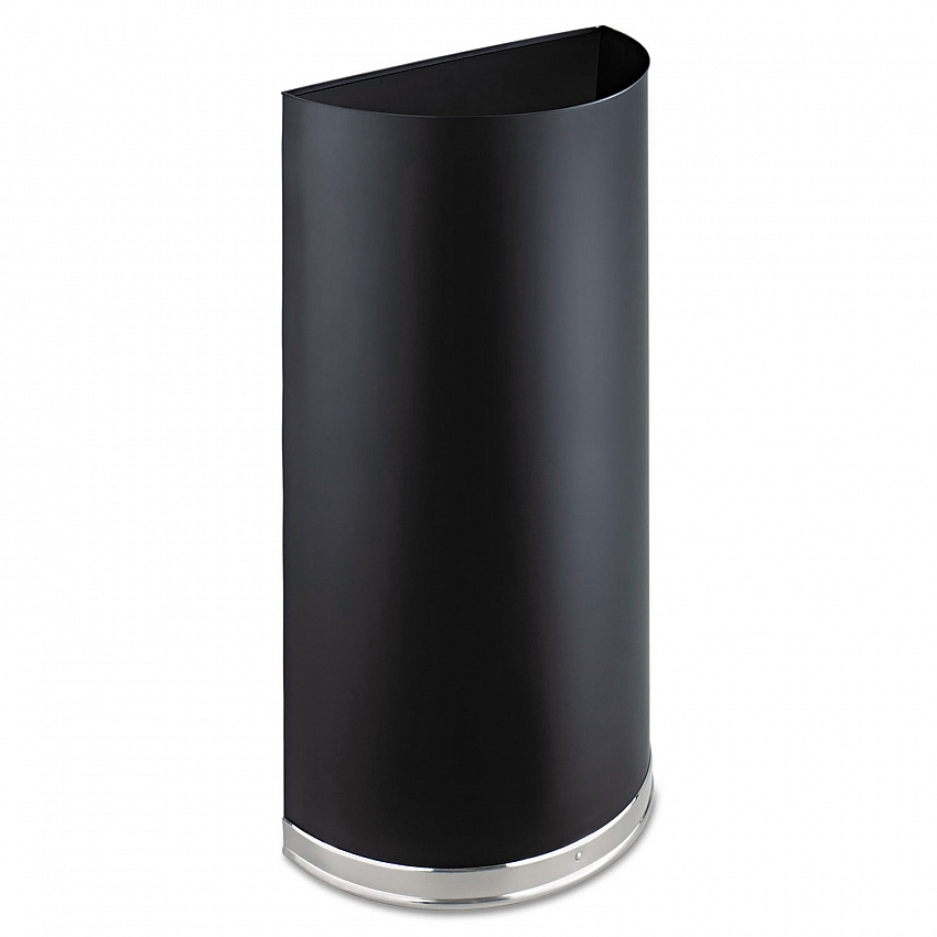 Half-Round Receptacle, 15 gal, Steel, Black (9940BL)