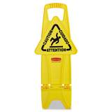 Rubbermaid Commercial Stable Multi-Lingual Safety Sign, 13w x 13 1/4d x 26h, Yellow (9S0900YEL)