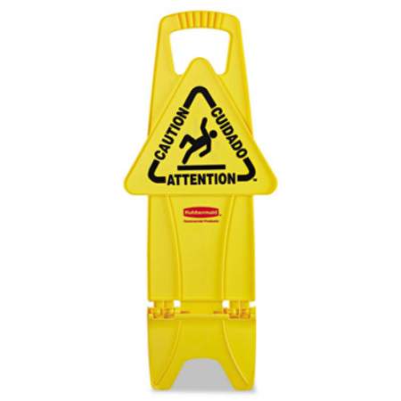 Rubbermaid Commercial Stable Multi-Lingual Safety Sign, 13w x 13 1/4d x 26h, Yellow (9S0900YEL)