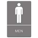 Headline Sign ADA Sign, Men Restroom Symbol w/Tactile Graphic, Molded Plastic, 6 x 9, Gray (4817)