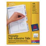 Avery Printable Plastic Tabs with Repositionable Adhesive, 1/5-Cut Tabs, White, 1.25" Wide, 96/Pack (16280)
