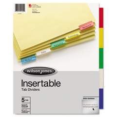 Wilson Jones Insertable Tab Dividers, 3-Hole Punched, 5-Tab, 11 x 8.5, Buff, 1 Set (54309)