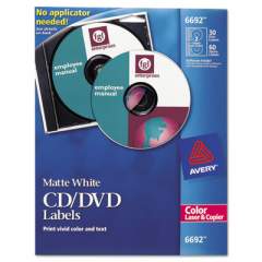 Avery Laser CD Labels, Matte White, 30/Pack (6692)