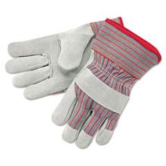 MCR Safety Economy Grade Leather Gloves, White/red, X-Large, 12 Pairs (1200XL)