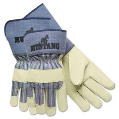 MCR Safety Mustang Premium Grain-Leather-Palm Gloves, 4 1/2 In. Long, Medium (1936M)