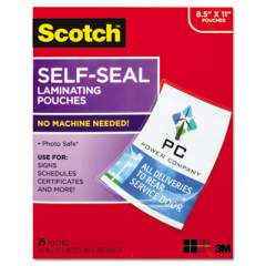 Scotch Self-Sealing Laminating Pouches, 9.5 mil, 9" x 11.5", Gloss Clear, 25/Pack (LS85425G)