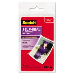 Scotch Self-Sealing Laminating Pouches, 9.5 mil, 2.81" x 3.75", Gloss Clear, 5/Pack (PL903G)