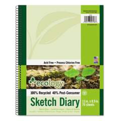 Pacon Ecology Sketch Diary, 60 lb Stock, Green Cover, 11 x 8.5, 70 Sheets (4798)