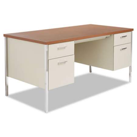 Alera Double Pedestal Steel Desk, 60" x 30" x 29.5", Cherry/Putty (SD6030PC)