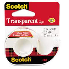 Scotch Transparent Tape In Handheld Dispenser, 1" Core, 0.5" x 37.5 ft, Transparent (144)